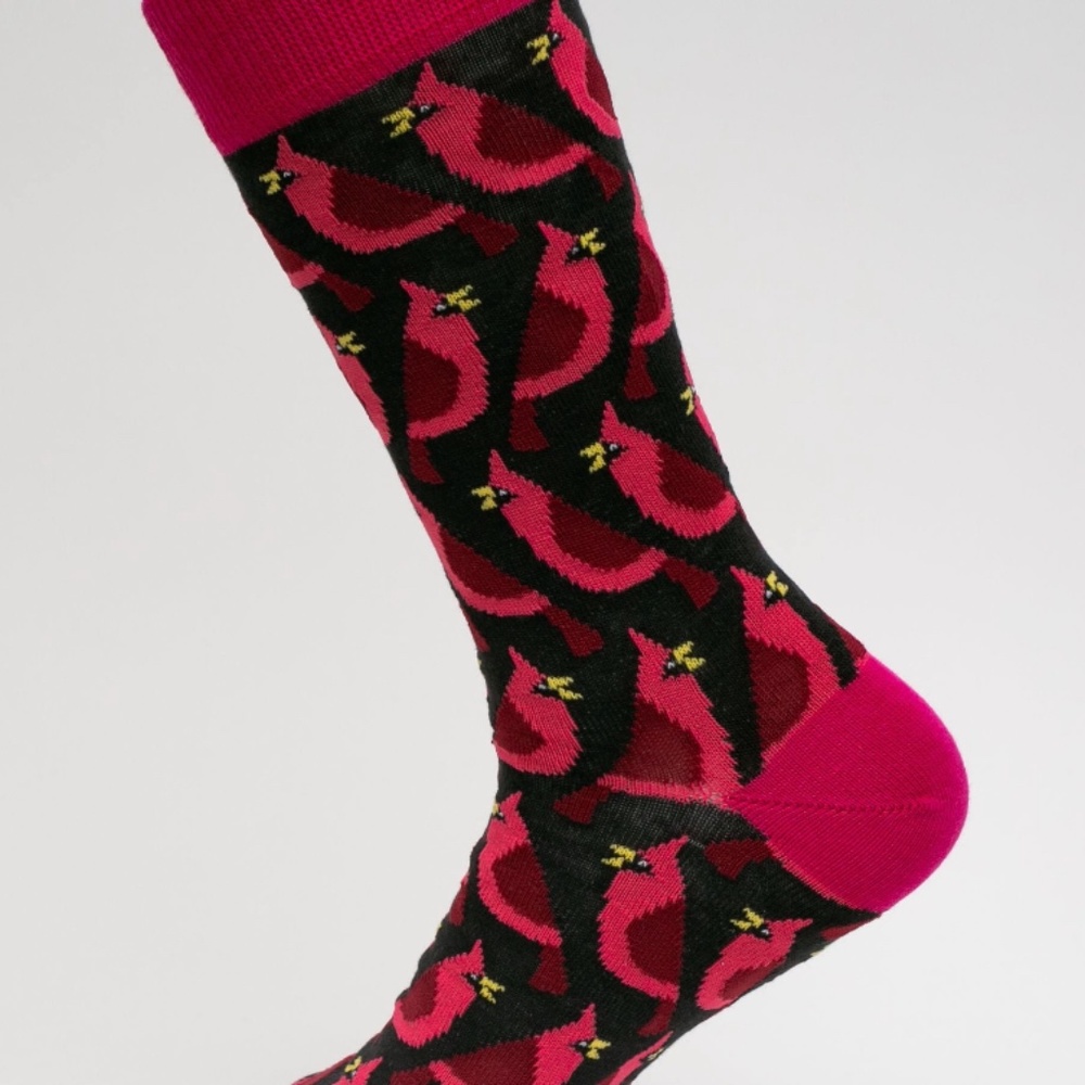 Sock Atomica Cardinal Socks Unisex Red with Bird Print